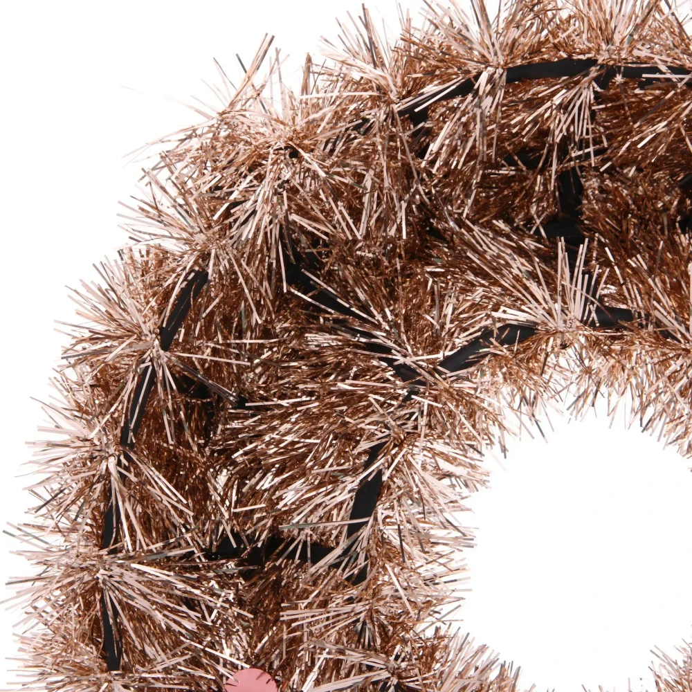 Венок декоративный TINSEL «Яркие переливы» 38 см, Розовое золото