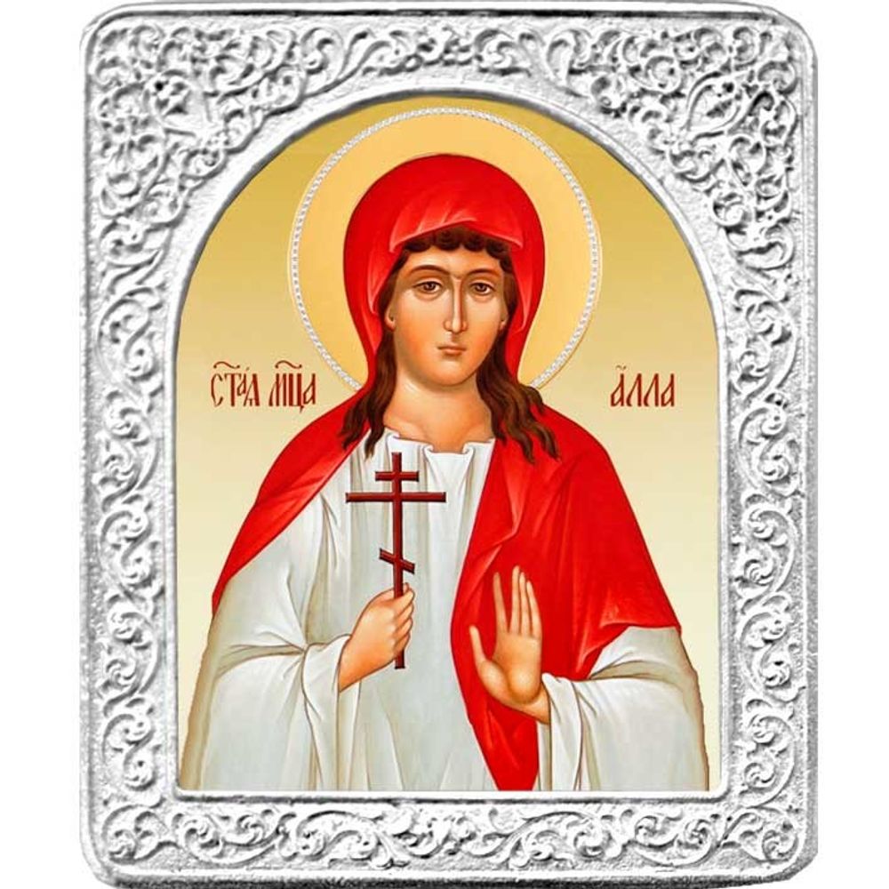 Святая Алла. Маленькая икона в серебряной раме.