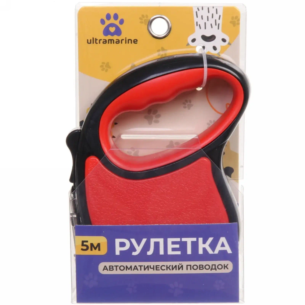 Поводок-рулетка «Верный друг» 5м до 15кг цвет красный