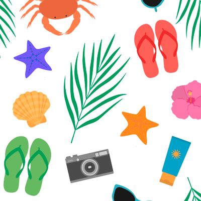 Пляжные элементы и морские животные