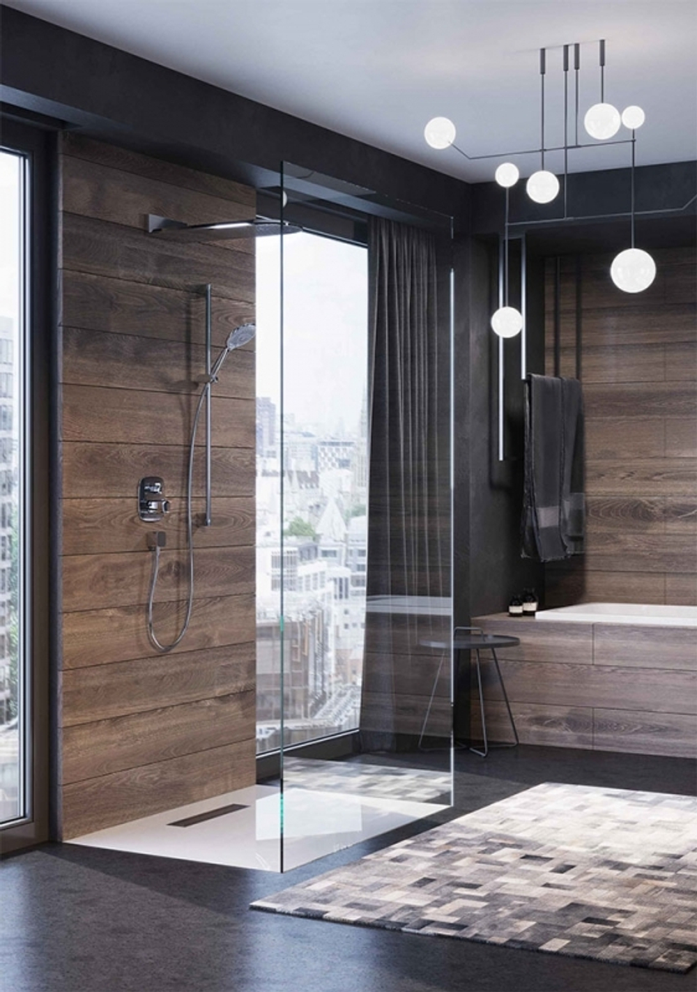 Фото в интерьере Смеситель для ванны и душа Kludi Ameo 418300575 Хром термостат, встроенный