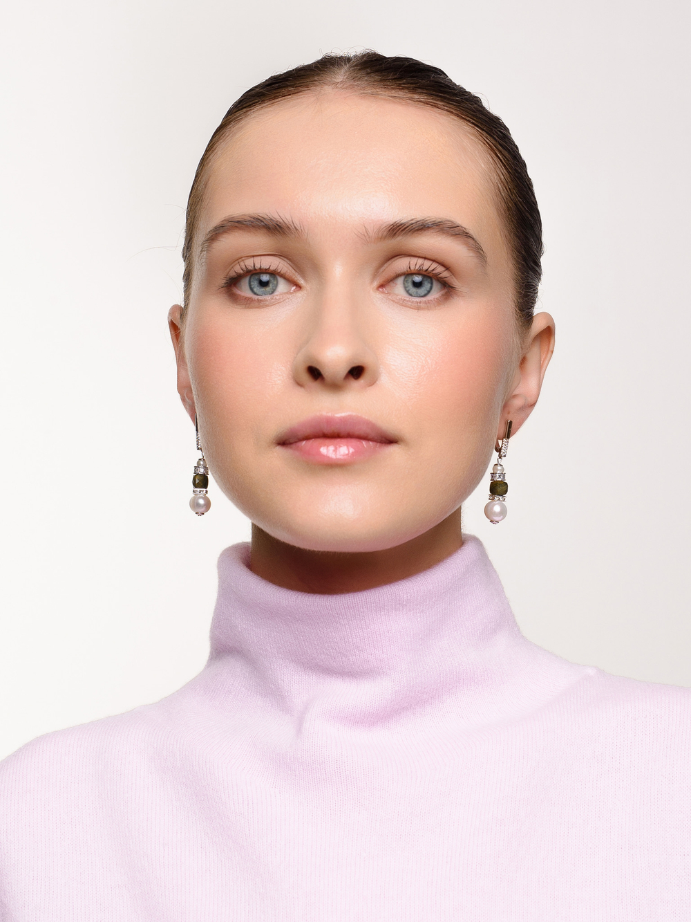 Серьги "Pearl charm green" с яшмой Silver