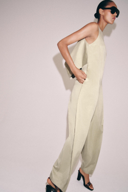 ZARA КОМБИНЕЗОН С ОТКРЫТОЙ СПИНОЙ — ZW COLLECTION, БЕЖЕВЫЙ