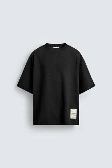 ZARA ТОЛСТОВКА INTERLOCK С НАШИВКОЙ, ЧЕРНЫЙ