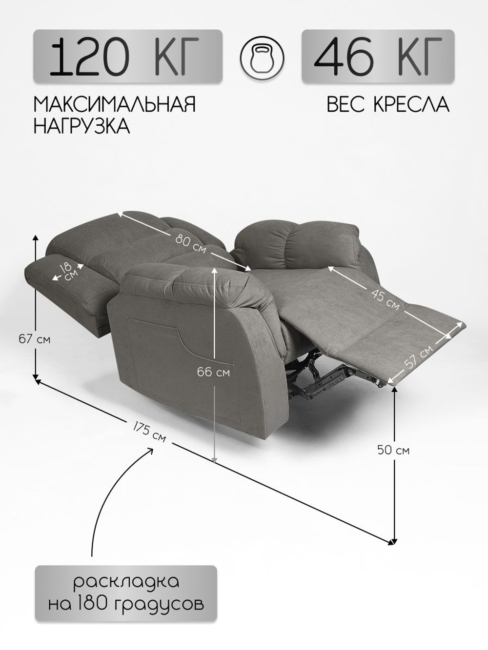 Кресло реклайнер велюр электрическое (1 мотор и 2 мотора)