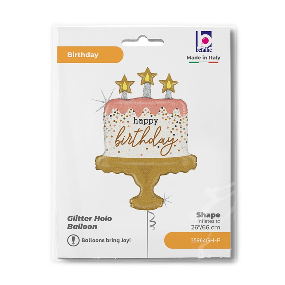 Фольгированный шар-фигура «Торт. Happy Birthday» голография, 66 см