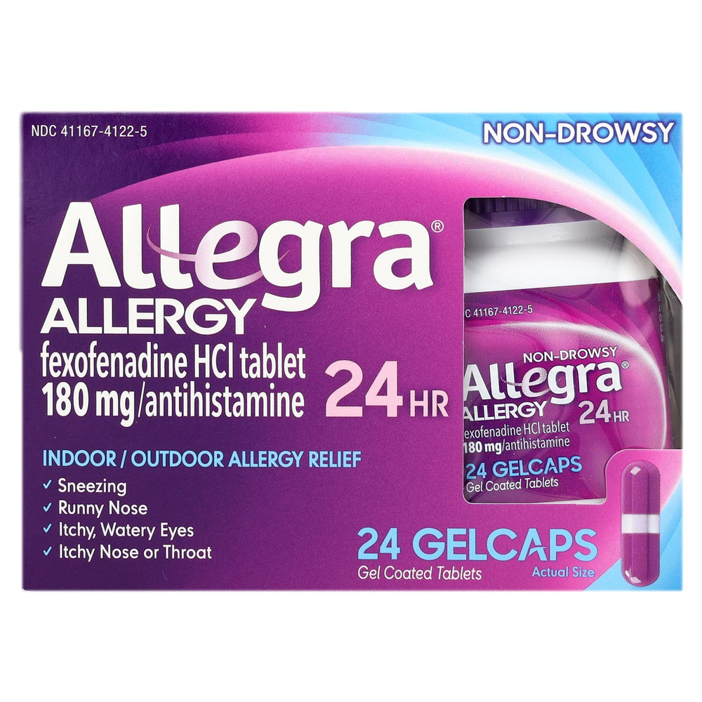 Allegra, Allergy 24H, 180 мг, 24 капсулы
