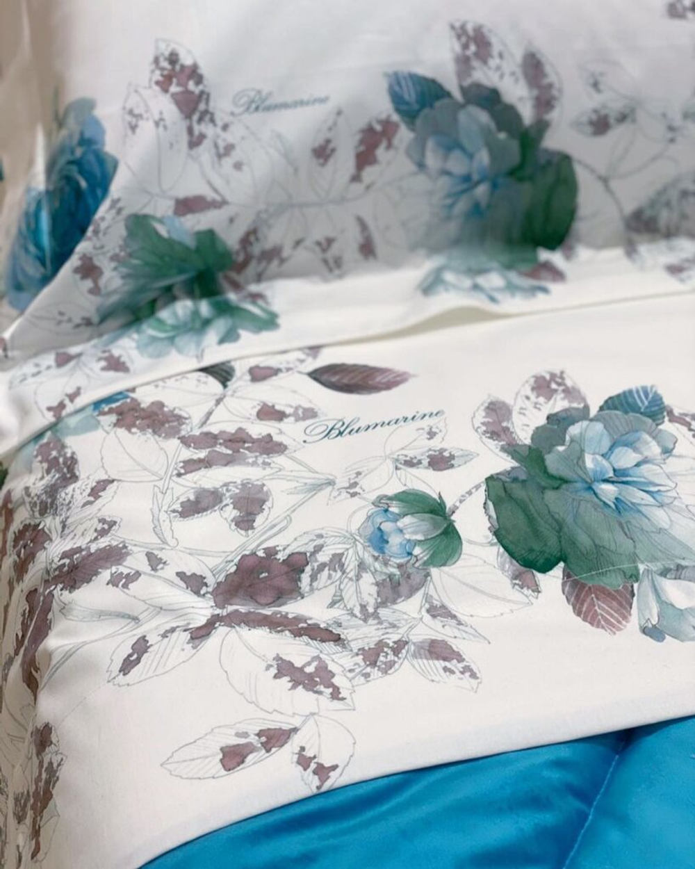 Постельное белье 2 спальное евро Blumarine Labuan Rugiada голубое