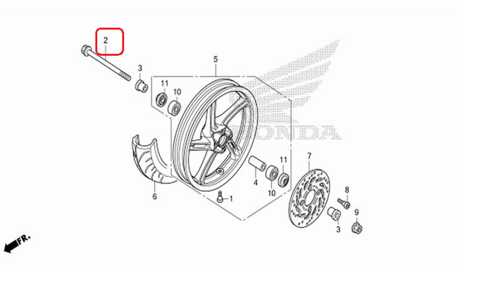 44301-KWW-640. AXLE, FR. WHEEL