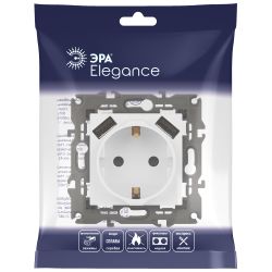 Розетка ЭРА Elegance 14-4109-01М 2P+E 16A-250В штор. с 2xUSB 5В-3А белый матовый | Эра Elegance