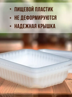 Контейнеры одноразовые пластиковые с крышкой 750 мл, 10 ШТ