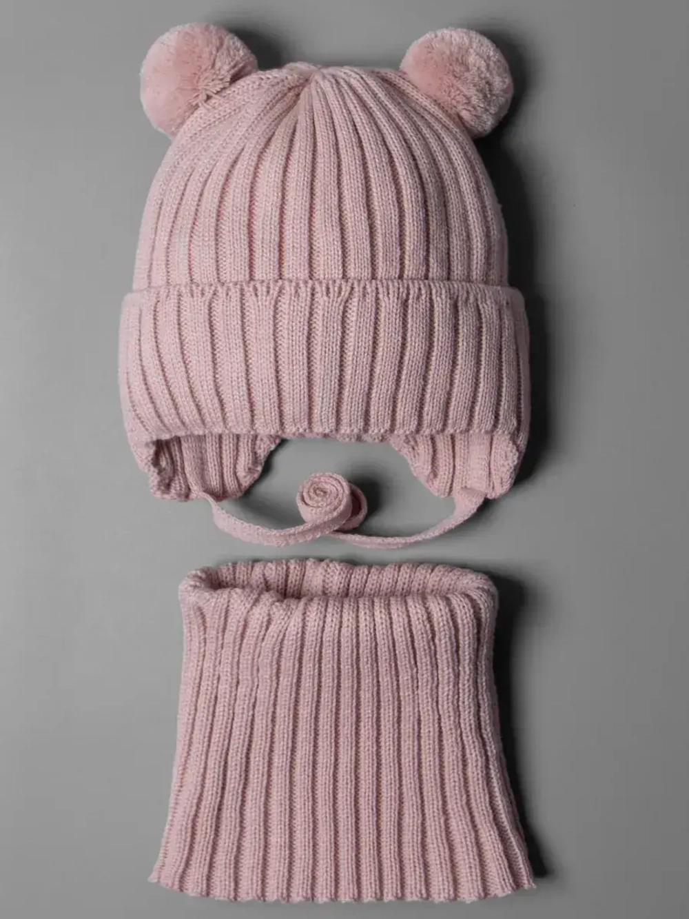 Шапка с завязками и снуд детская, осень