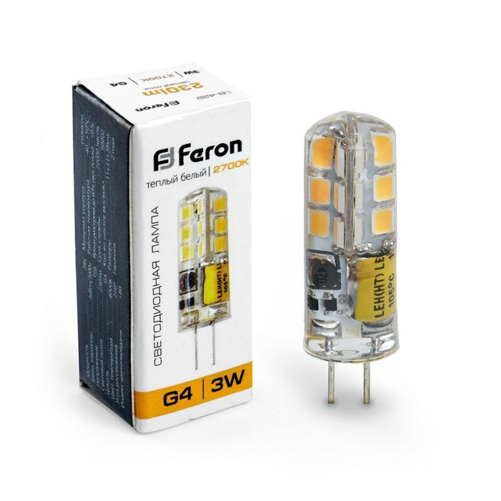 Лампа светодиодная.  3W  12V G4 2700K JC. LB-422