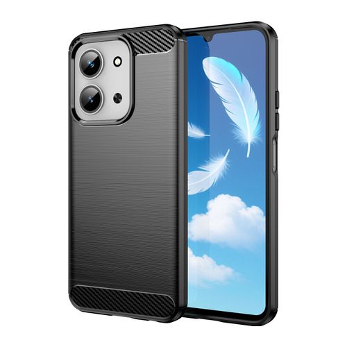 Чехол черного цвета с дизайном под карбон на Xiaomi Redmi 15C 4G, серия Carbon от Caseport