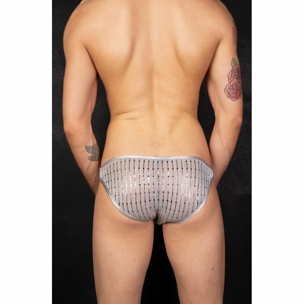 Мужские трусы слипы серебристые с блестящими полосами Cosmos Colors CC20_SW