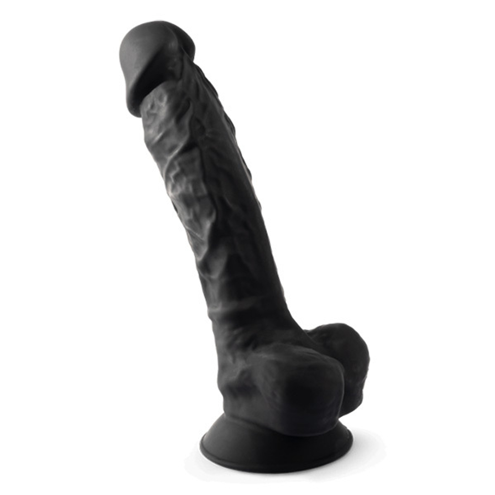 Черный фаллоимитатор 20см на присоске с мошенкой SilexD Premium Silicone Dildo 8" Model 1