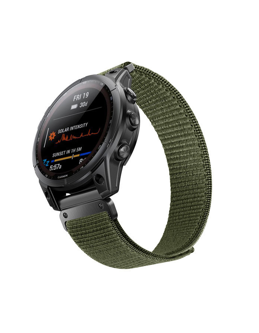 Ремешок TacFit 26 мм. для Garmin Fenix 7x / 6x / 5x / 3, Enduro 2 / Tactix 7, Tactix Delta нейлоновый быстросъемный на липучках (Зеленый Хаки)