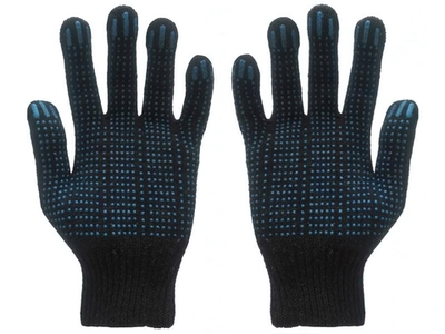 Перчатки х/б 5 нитей 10 класс 132ТЕКС черные с пвх точка
