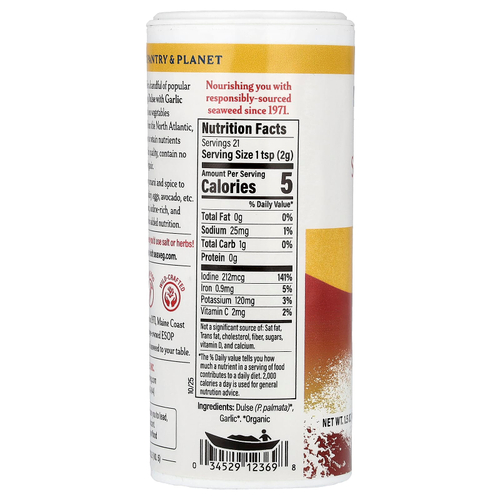 Maine Coast Sea Vegetables, Sea Seasonings®, дульсе с чесноком, 43 г (1,5 унции)
