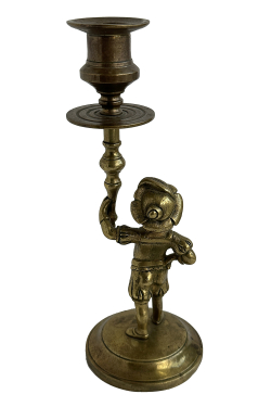 Маленький паж. Антикварный бронзовый коллекционный подсвечник Glasar. Англия. XIX век.