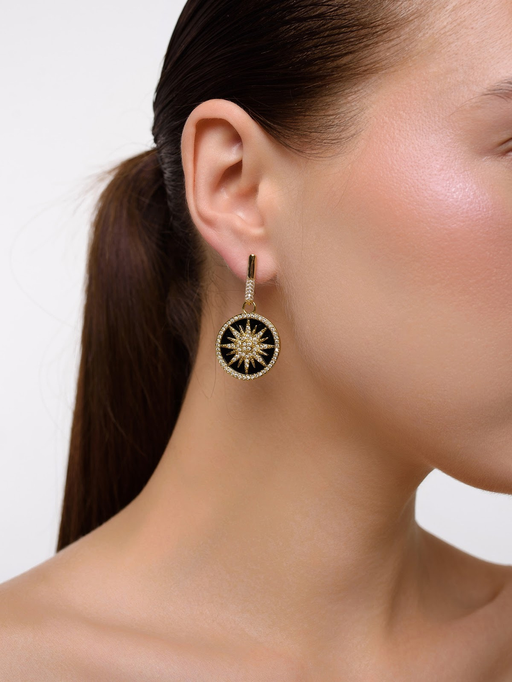 Серьги "Sun black pearl" Gold