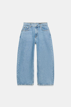 ZARA ДЖИНСЫ КАПРИ BALLOON СО СРЕДНЕЙ ПОСАДКОЙ — ZW COLLECTION, СИНИЙ