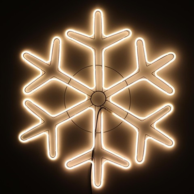 Снежинка из гибкого неона d-60 см. Белая Теплая