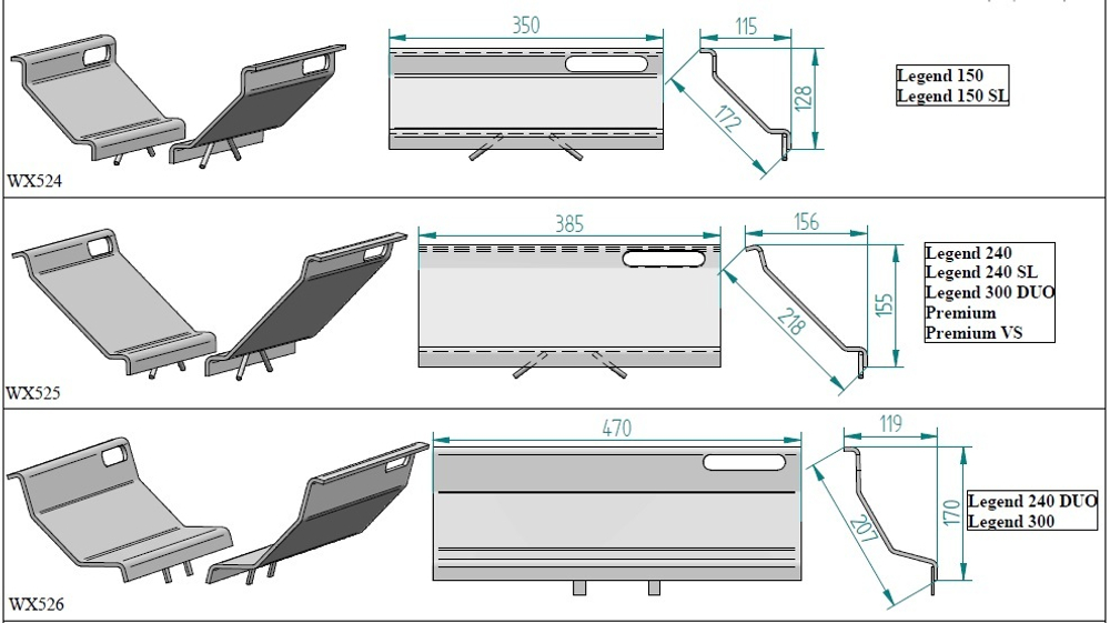 HARVIA Воздуховодная пластина 470 мм для топки печи Legend 300, LG240DUO (комплект из 2 шт.), артикул WX526 (ZROST-330)
