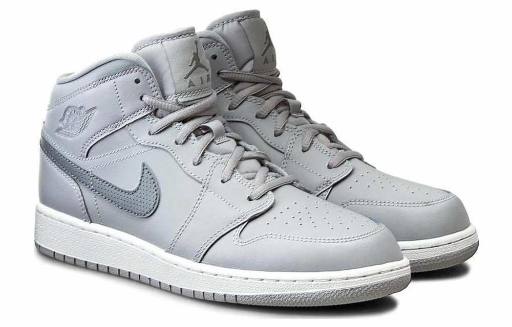 Кроссовки Jordan Air Jordan 1 Retro Mid Wolf Grey Cool Grey (Женская размерная сетка)
