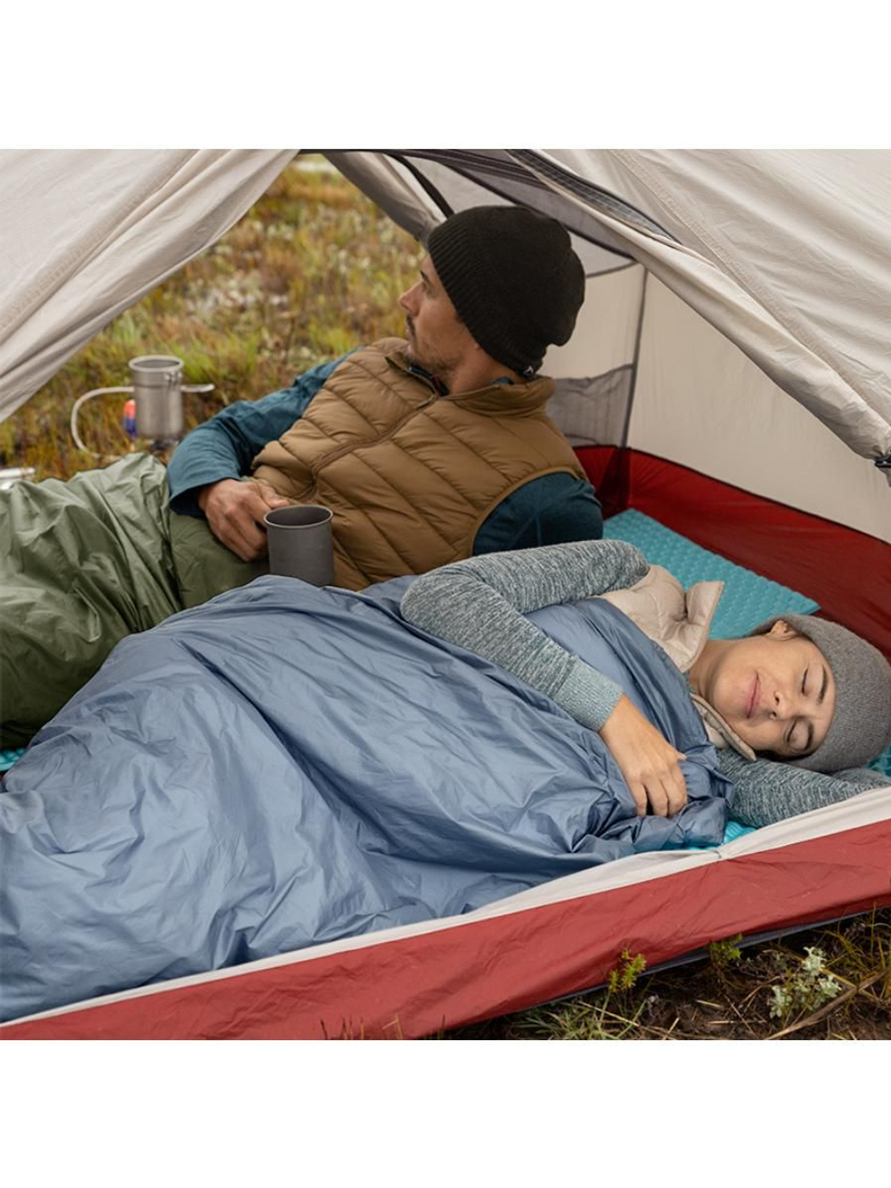 Спальный мешок Naturehike ультралёгкий тип конверт LW180 лето голубой, молния слева, Size XL, 6927595777978L