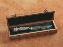 Якутский нож "Амга", сталь Х12МФ, рукоять черный мореный граб / орнамент