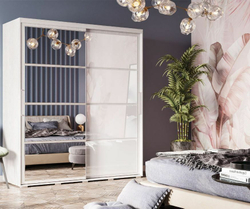 Шкаф-купе с зеркалом Крафт-6, ясень белый