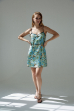 Платье комбинация из шелка Стелла Маккартни бирюзовый