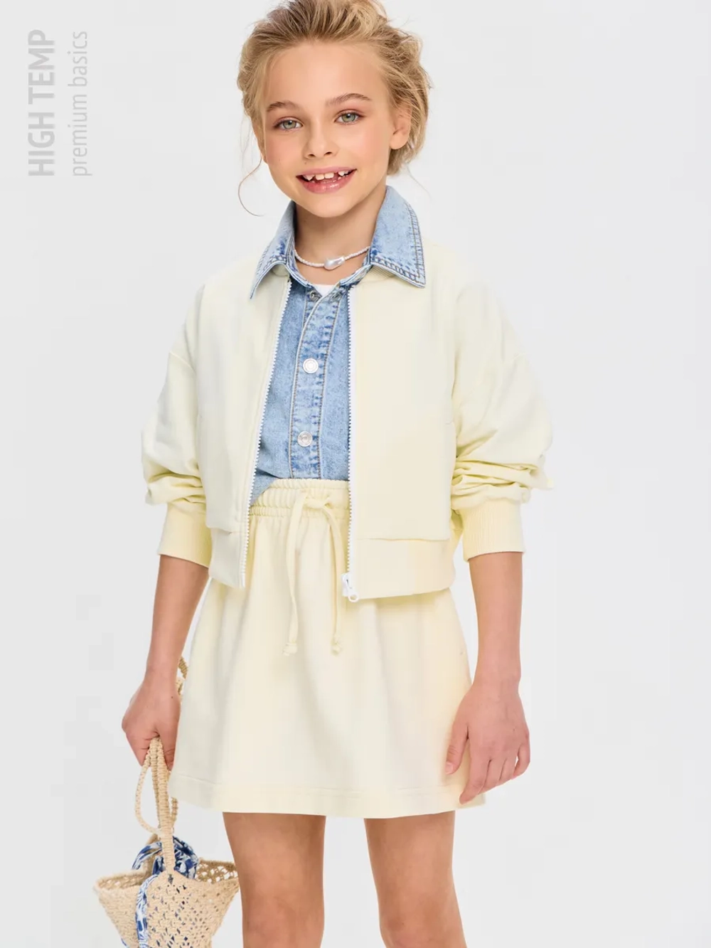 Мини юбка из футера с карманами