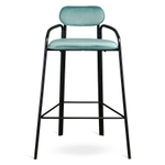 Стул барный Ror, round, велюр, черный/светло-бирюзовый