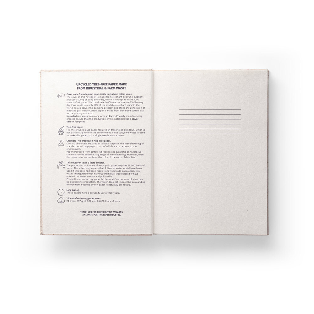 ORGANIC RIGID. Блокнот формата А5 с жесткой обложкой из органического слонового материала (95%)