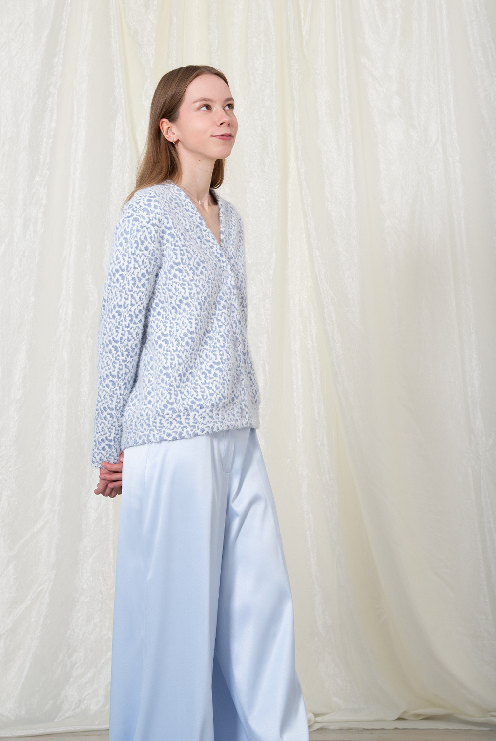 Кардиган 4704з, бело-голубой #521БГ134704з