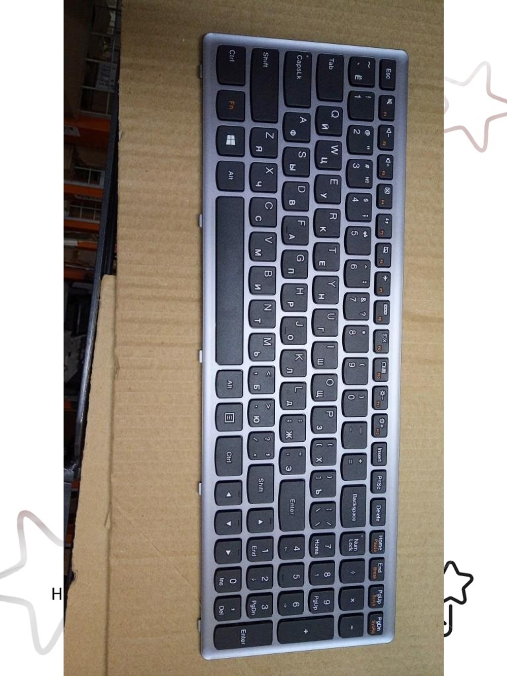 Клавиатура для ноутбука Lenovo Z500/P500 раскладка - русская, без подсветки, серая (25206529), оригинал