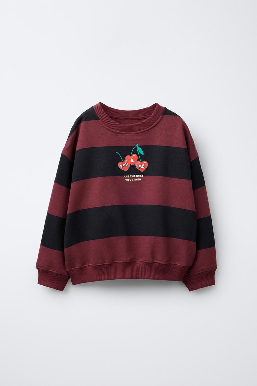 ZARA ТОЛСТОВКА В ПОЛОСКУ С ВИШНЯМИ, БУРГУНДИ