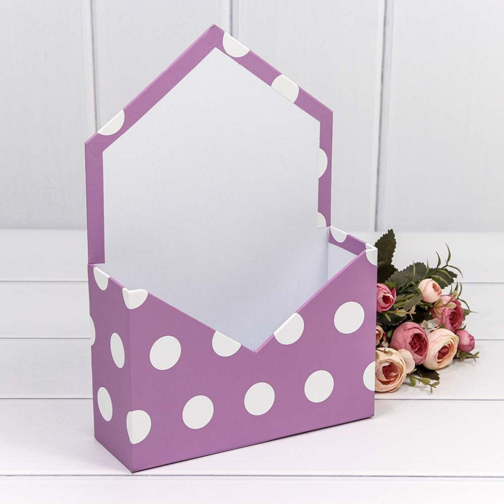 Коробка 20х30х7 см "Горошек" Конверт (Сиреневый)