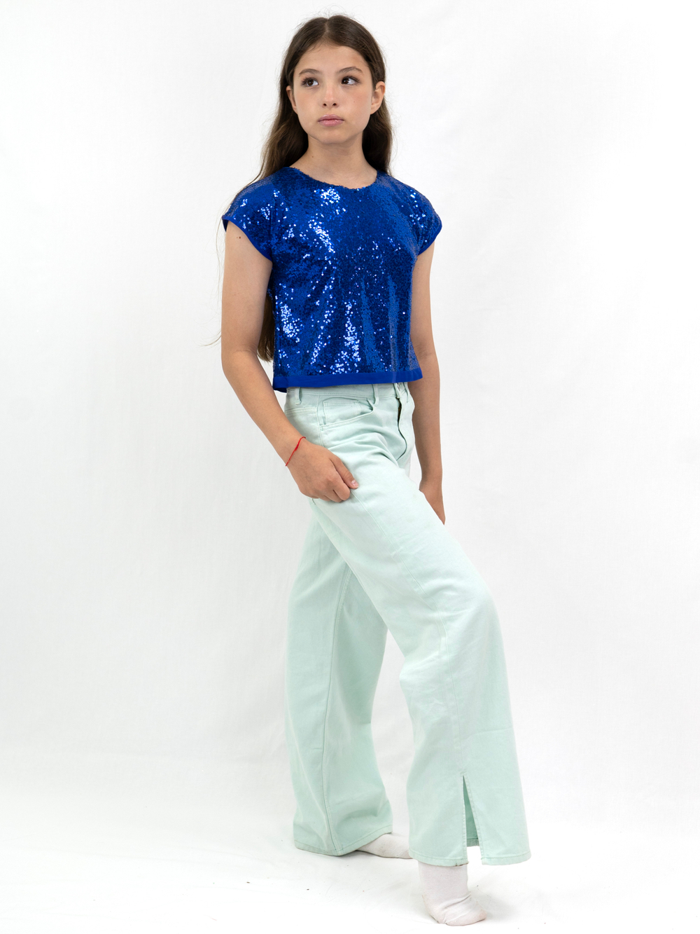 Блузка топ с пайетками для девочки
