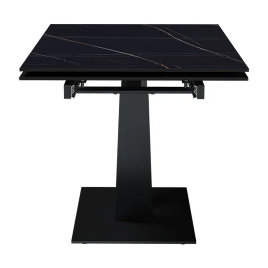 Стол "МАЛИБУ" 120-180, керамика Black Gold матовая, R-6, опоры черный муар