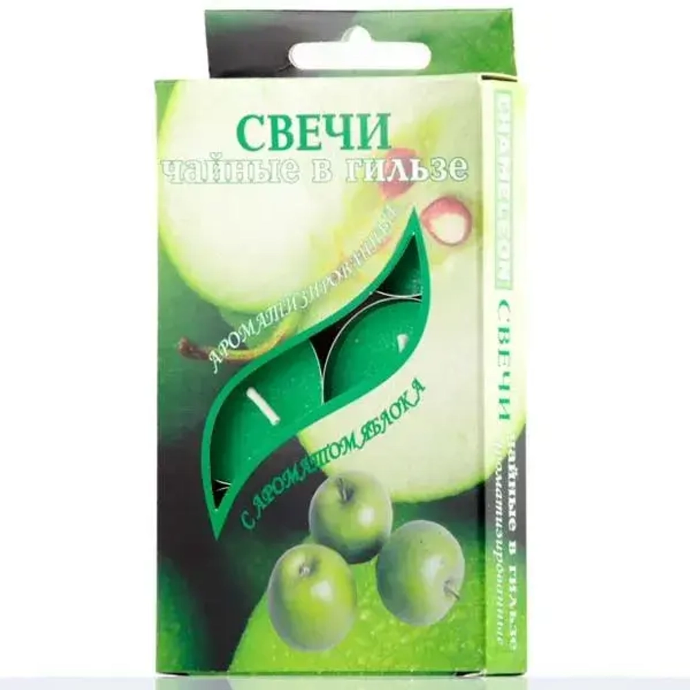 Свечи ароматизированные чайные (Нежные ароматы романтического вечера) в гильзе (6шт.) ябло