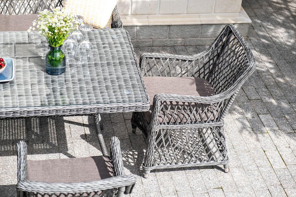 "Катания" обеденная группа плетеная на 6 персон, цвет графит