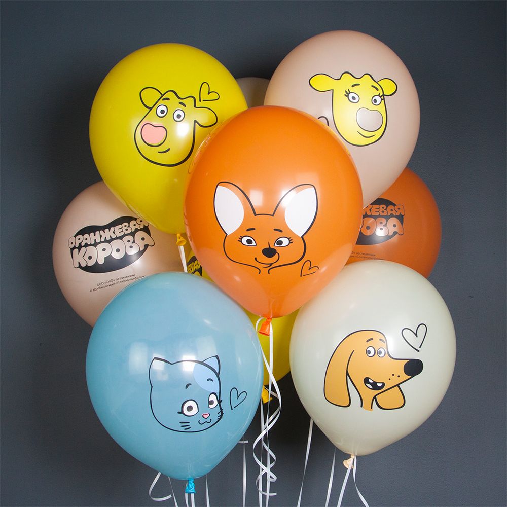 Воздушный Шар (12''/30 см) Оранжевая корова, Ассорти, пастель, 2 ст, 25 шт.