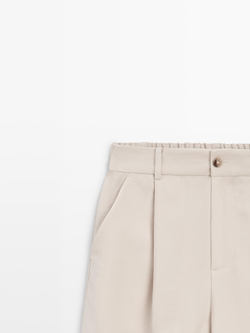 Massimo Dutti Свободные брюки с эластичным поясом, кремовый