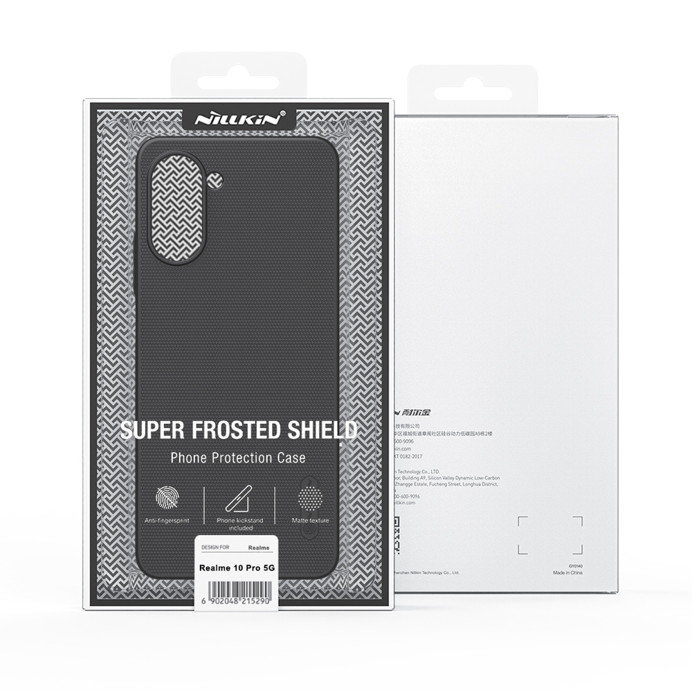 Жесткий чехол черного цвета от Nillkin серии Super Frosted Shield для Realme 10 Pro 5G