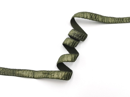 Бретелечная резинка со сборкой и блеском, 15 мм, хаки, (Арт: BR960/15-1258), м