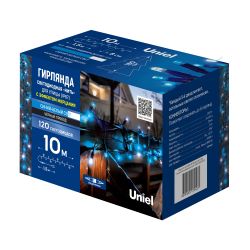 ULD-S1000-120-TBK BLUE-WHITE IP67 Гирлянда светодиодная с эффектом мерцания. 10м. Соединяемая. 120 светодиодов. Синий и белый свет. Провод черный. ТМ Uniel