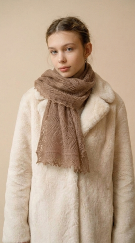 Оренбургский пуховый палантин А14060-08 темно-бежевый